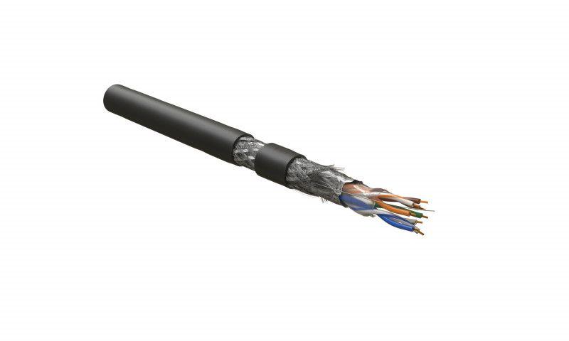 кабель витая пара экранир. sf/utp4 кат.5e 4 пары 24 awg ож solid общий экран-фольга + оплетка pe -40град.c-+70град.c sfutp4-c5e-s24-out-pe-bk-500 черн. (уп.500м) hyperline 444527 от BTSprom.by