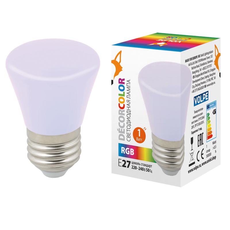 лампа светодиодная led-d45-1w/rgb/e27/fr/с bell колокольчик 1вт матовая rgb e27 декоративная (упак. картон) volpe ul-00005805 от BTSprom.by