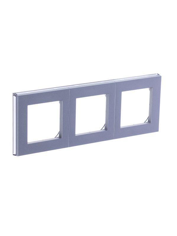  Рамка Levit 3п серебр./дым. черн. ABB 2CHH015030A6070 фото в каталоге от BTSprom.by