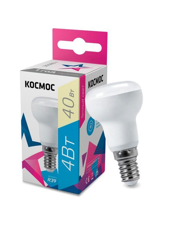 лампа светодиодная r39 4вт 220в e14 3000к космос lksm_led4wr39e1430 от BTSprom.by