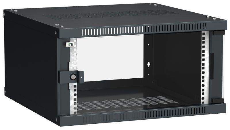 шкаф linea we 6u 600x600мм дверь стекло черн. itk lwe5-06u66-gf от BTSprom.by