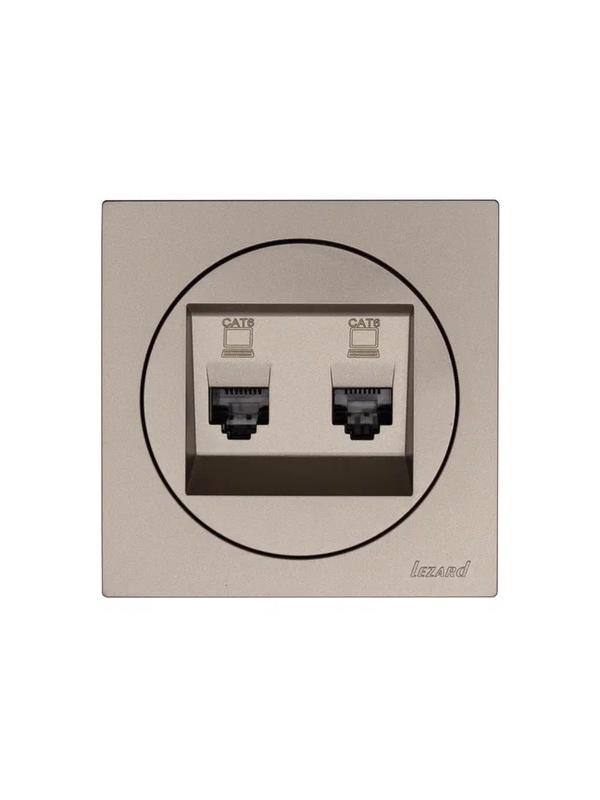  Розетка компьютерная 2-м СП OSEN кат.6 с модулем механизм титан LEZARD 743-3788-142 фото в каталоге от BTSprom.by