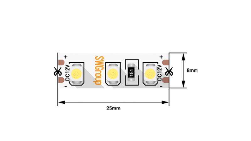 лента светодиодная стандарт 3528 120led/м 9.6вт/м холод. бел. 12в ip20 со скотчем 3м (уп.5м) swg standard 00-00006317 от BTSprom.by
