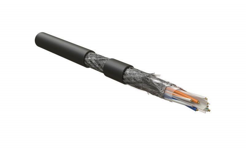 кабель витая пара экранир. sf/utp кат.6 4 пары 23 awg ож solid общий экран-фольга и оплетка -30град.c-+50град.c pe sfutp4-c6-s23-out-pe-bk-500 черн. (уп.500м) hyperline 444460 от BTSprom.by