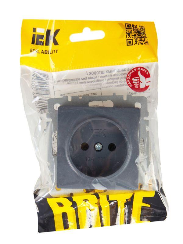  Розетка 1-м СП BRITE РС10-1-0-БрМ 10А без заземл. без защ. шторок механизм маренго IEK BR-R10-10-K35 фото в каталоге от BTSprom.by