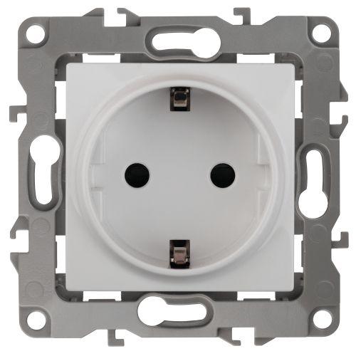 розетка 1-м сп эра12 12-2102-01 16а ip20 16ax 250в 2p+e schuko защ. шторки механизм бел. эра б0014687 от BTSprom.by