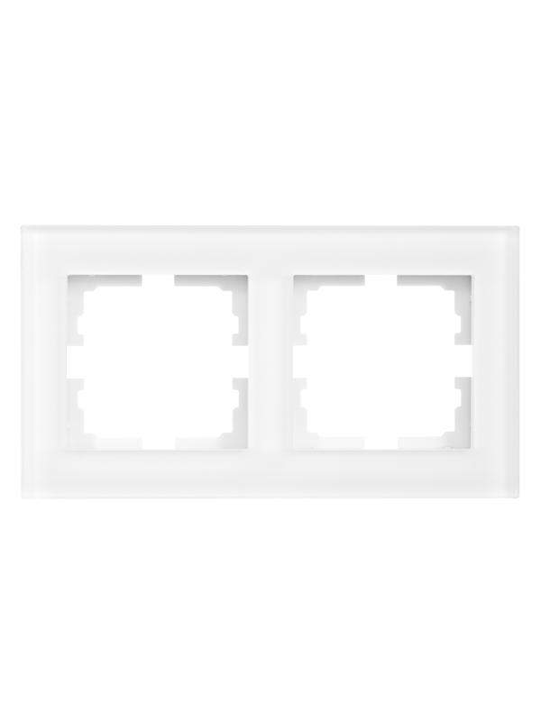  Рамка 2-местн. гориз. VESNA стекло бел. матов. LEZARD 742-5380-147 фото в каталоге от BTSprom.by