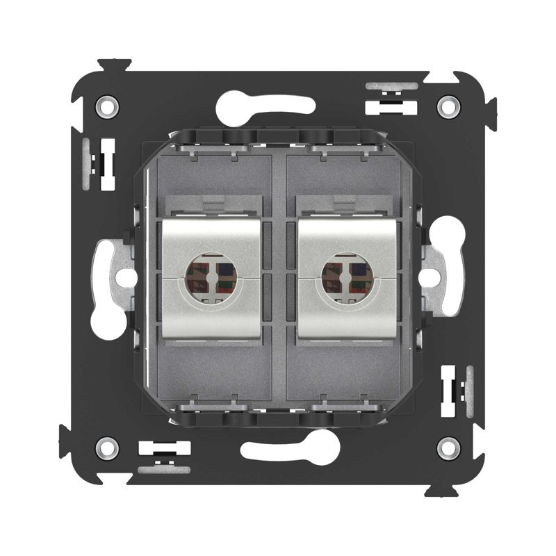  Розетка компьютерная 2-м СП Avanti "Закаленная сталь" RJ45 кат.5E без шторок экранир. механизм DKC 4404764 фото в каталоге от BTSprom.by