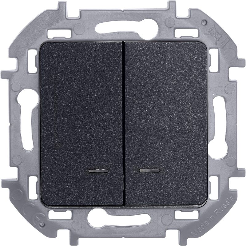  Выключатель 2-кл. Inspiria 10А IP20 250В 10AX с подсветкой/индикацией механизм антрацит IEK 673633 фото в каталоге от BTSprom.by