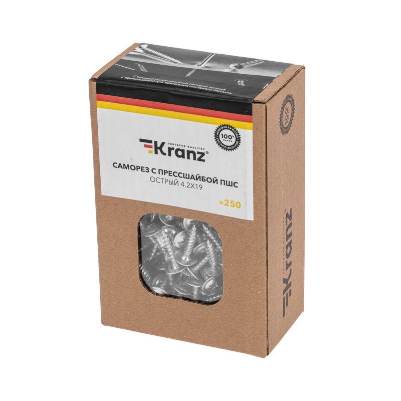  Саморез с прессшайбой ПШС острый 4.2х19 (уп.250шт) Kranz KR-01-3361-004 фото в каталоге от BTSprom.by