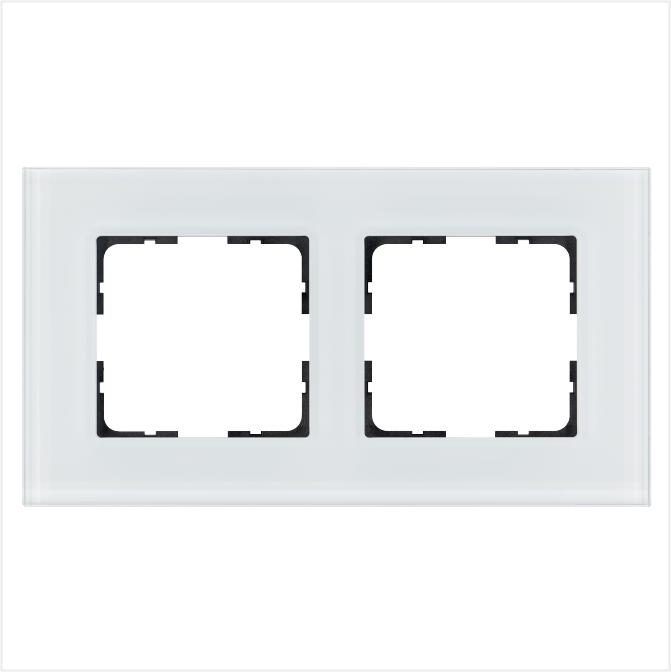 рамка 2-м g-glass стекло бел. white glass jasmart g1002gw от BTSprom.by