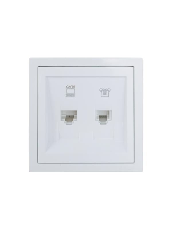 розетка компьютер+телефон с модулем cat 6 сп zima бел. lezard 704-0288-144 от BTSprom.by