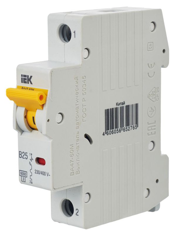  Выключатель автоматический модульный 1п B 25А 6кА ВА47-60M KARAT IEK MVA31-1-025-B фото в каталоге от BTSprom.by