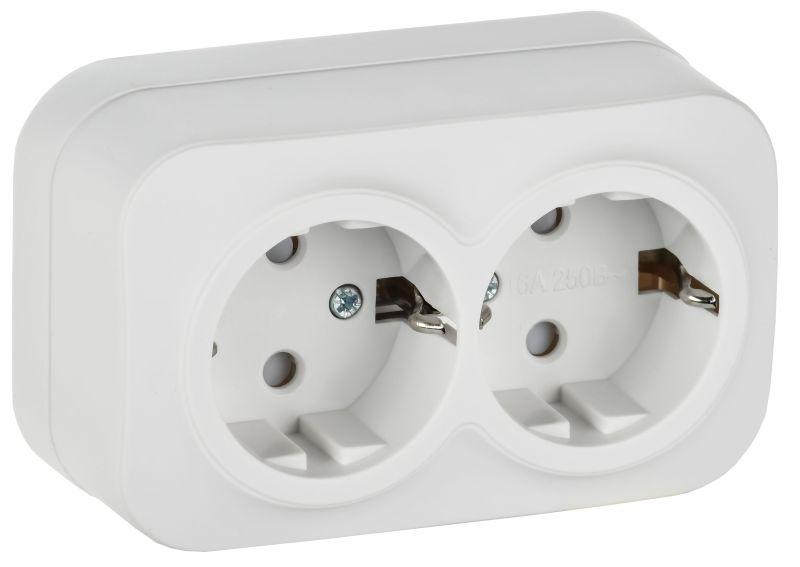 розетка 2-м оп glory рсш22-3-хбм 16а с заземл. защ. шторки бел. матов. iek erh24-k01m-16 от BTSprom.by