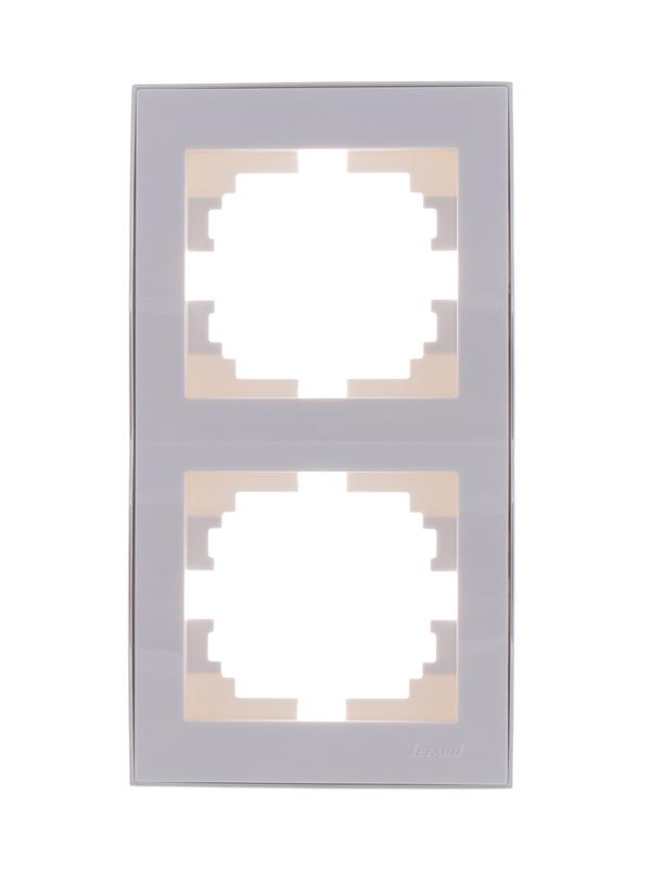 рамка 2-м rain вертикал. с хром. боковой вставкой бел. lezard 703-0225-152 от BTSprom.by