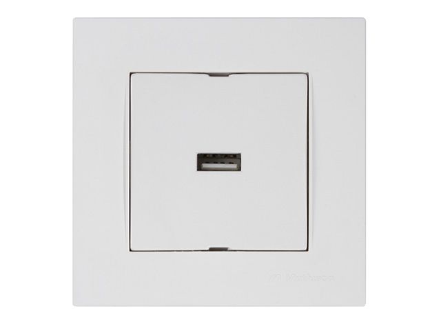 розетка 1-ая usb (скрытая, горизонт.) белая, rita, mutlusan (usb-зарядка, 5v-2.1a) 2220 448 0101 от BTSprom.by