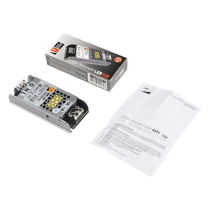  Блок питания для светодиодной ленты 60Вт 5А 12В IP20 BSPS метал. JazzWay 5024328 фото в каталоге от BTSprom.by