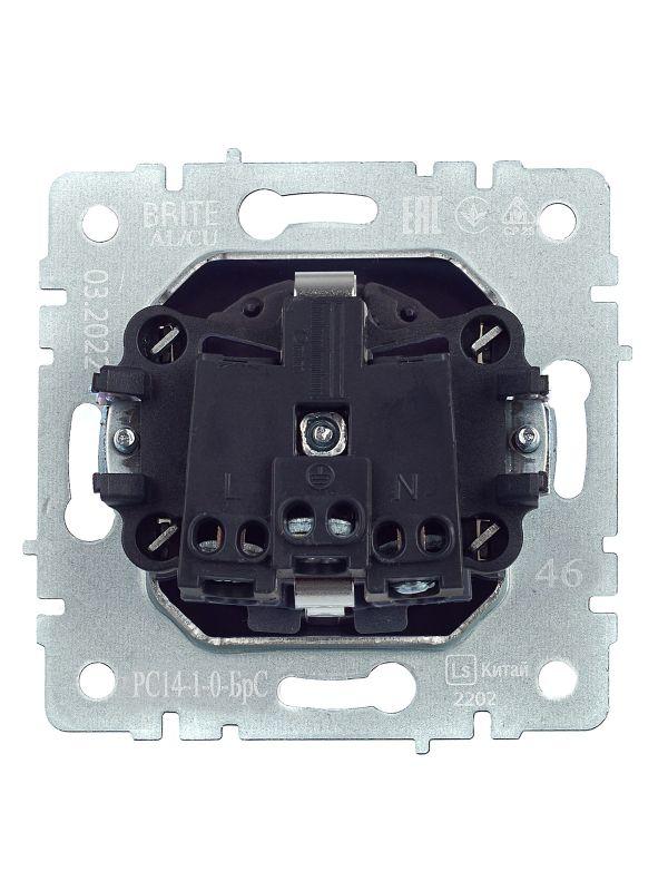 Розетка 1-м СП BRITE РС14-1-0-БрС 16А с заземл. защ. шторки механизм сталь IEK BR-R14-16-K46 фото в каталоге от BTSprom.by
