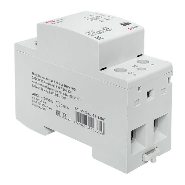  Контактор модульный КМ 63А 1NC+1NO 230В AC (2 мод.) AVERES EKF km-av-2-63-11-230V фото в каталоге от BTSprom.by