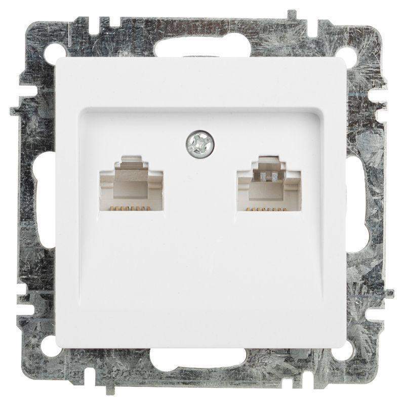 розетка компьютерная 1-м сп accent 6-304-01 2xrj45 ip20 бел. intro б0063646 от BTSprom.by