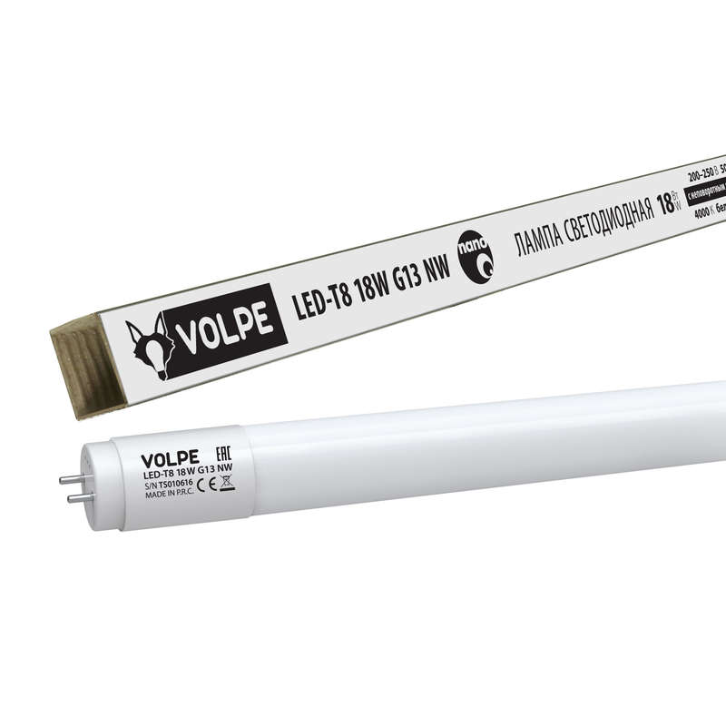 лампа светодиодная led-t8-18w/nw/g13/fr/fix/n 18вт матовая бел. g13 неповорот. volpe ul-00001456 от BTSprom.by