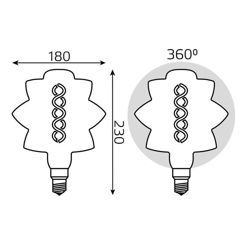 Лампа светодиодная филаментная Black Filament 8Вт BD180 золотая 2400К тепл. бел. E27 560лм GAUSS 161802008 фото в каталоге от BTSprom.by