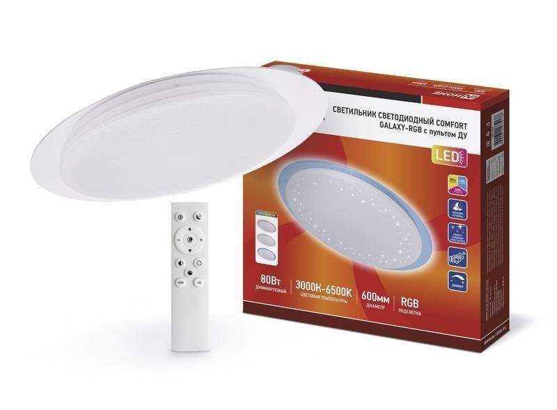 светильник светодиодный comfort galaxy-rgb 80вт 230в 3000-6500к 6000лм 600х85мм с пультом ду in home 4690612035178 от BTSprom.by