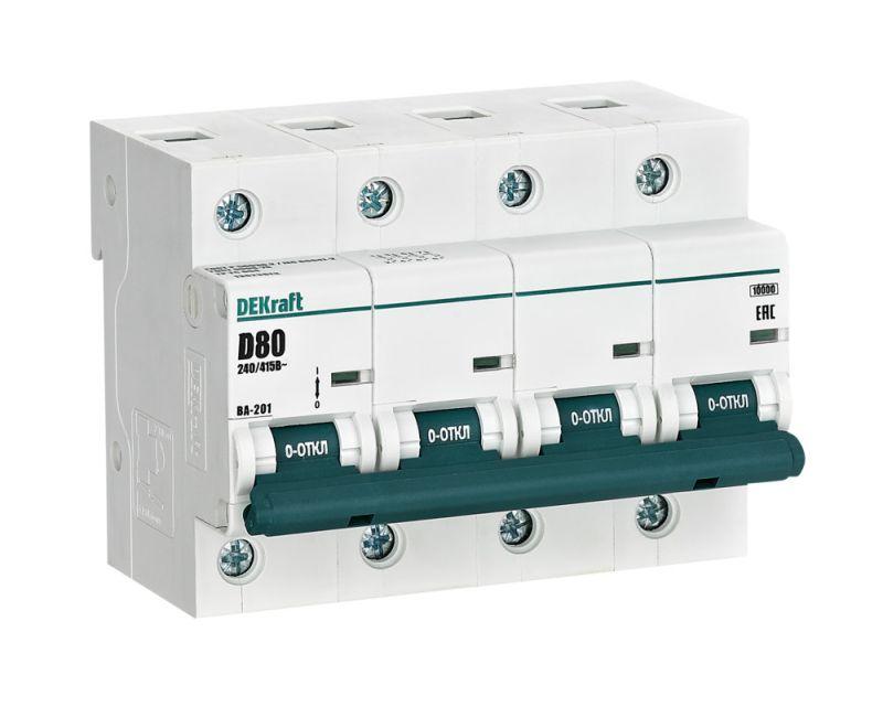 выключатель автоматический модульный 4п d 80а 10ка ва-201 dekraft 13023dek от BTSprom.by