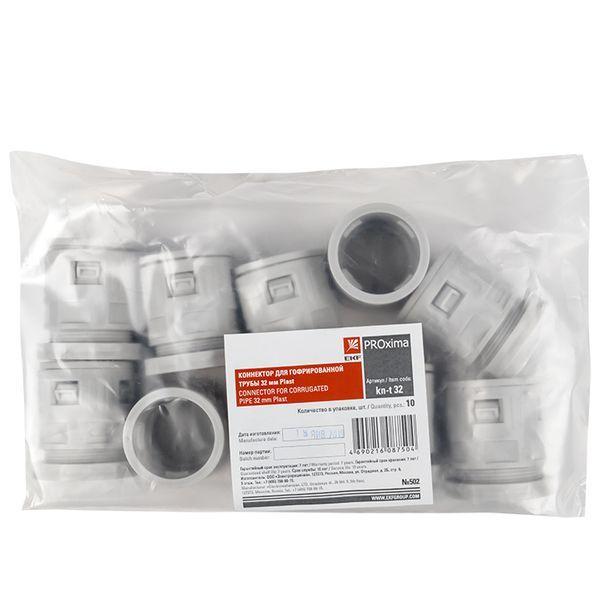  Коннектор для гофр. трубы 32мм (уп.10шт) Plast EKF kn-t-32 фото в каталоге от BTSprom.by