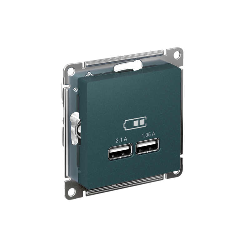 розетка usb atlasdesign тип a+a 5в 1х2.1а 2х1.05а механизм изумруд se atn000833 от BTSprom.by