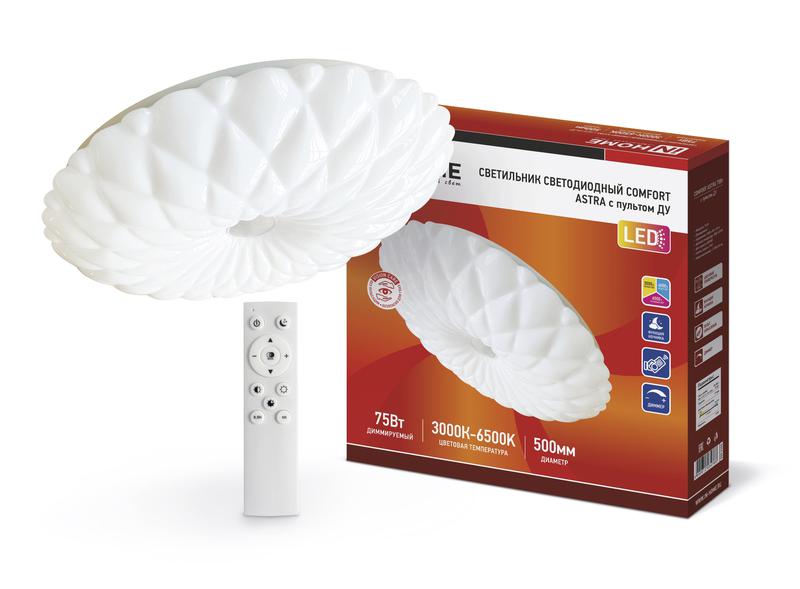 светильник светодиодный comfort astra 75вт 230в 3000-6500к 6000лм 500х100мм с пультом ду in home 4690612034768 от BTSprom.by