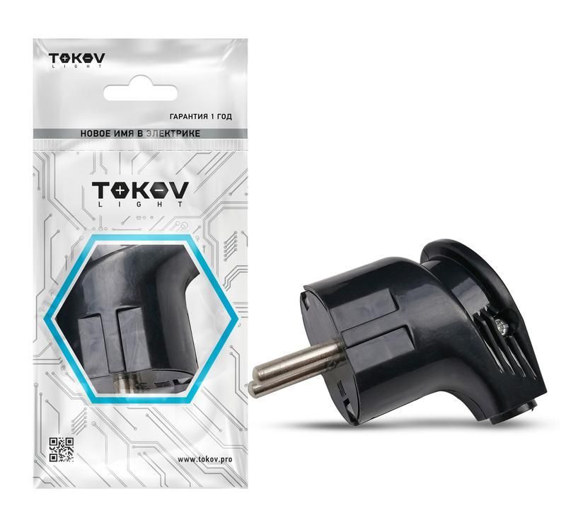 вилка угловая 16а 250в с заземл. черн. tokov electric tkl-pluz-c05 от BTSprom.by