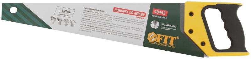  Ножовка по дереву средний каленый зуб 7 ТPI 3D заточка пласт.прорезиненная ручка профи 450мм FIT 40445 фото в каталоге от BTSprom.by