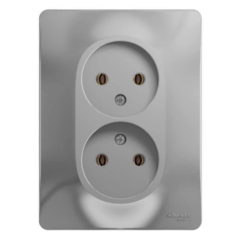 розетка 2-м сп glossa 16а ip20 без заземл. в сборе алюм. se gsl000320 от BTSprom.by