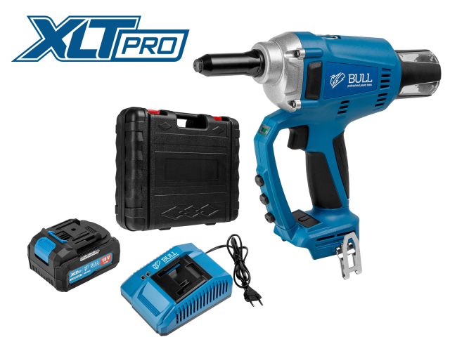 аккум. заклепочный пистолет bull crg 1018 в чем. xltpro, бесщет., 25 мм, 10000 н, 1х4 а*ч (2.4, 3.2, 4.0, 4.8 мм, вытяжные, подсветка) 1304594 от BTSprom.by