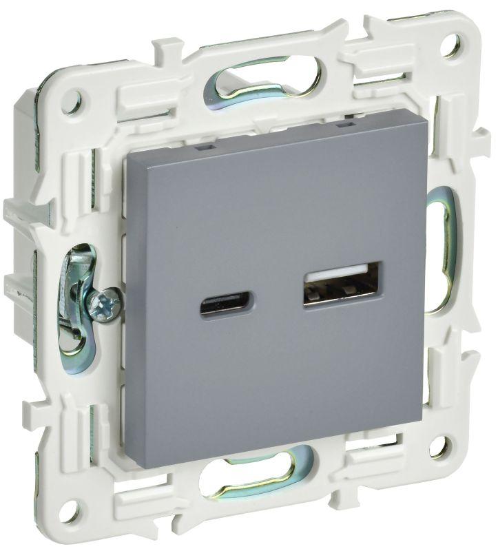 розетка usb a+c 18вт skandy sk-r13gr сер. iek sk-u22-018-k03 от BTSprom.by