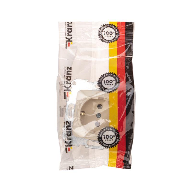  Розетка 1-м СП 16А DEA с заземл. механизм беж. Kranz KR-78-0241 фото в каталоге от BTSprom.by