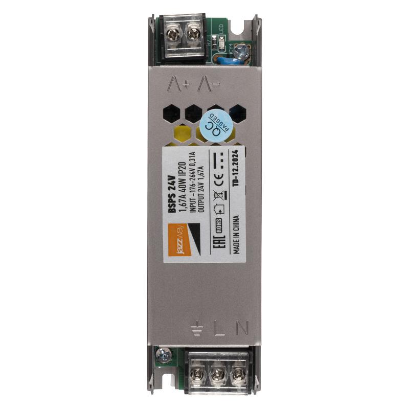 блок питания для светодиодной ленты 40вт 1.67а 24в ip20 bsps метал. pro jazzway 5018471 от BTSprom.by