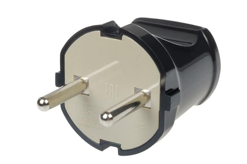 вилка пластиковая прямая б/з 6а 250в ip20 черн. duwi 30464 7 от BTSprom.by