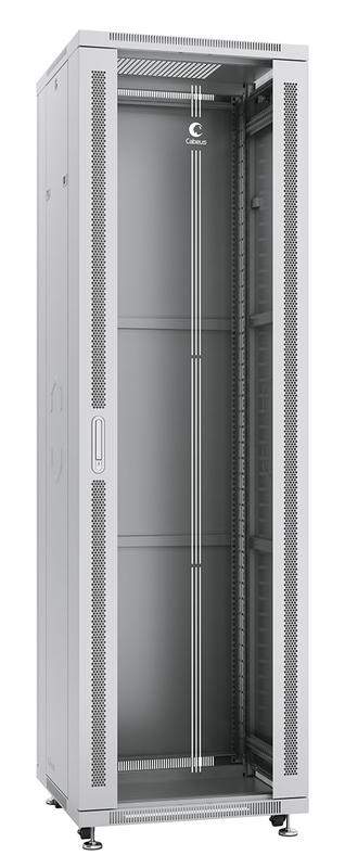 шкаф монтажный телекоммуникационный напольный sh-05c-42u60/60 19дюйм для распред. и серверн. оборудования 42u 600х600х2055мм передн. стеклян. и задн. сплошн. метал. двери ручка с замком сер. (ral 7035) cabeus 7047c от BTSprom.by