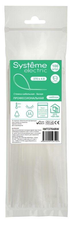 стяжка кабельная 370х4.8 бел. (уп.100шт) se imt37048w от BTSprom.by