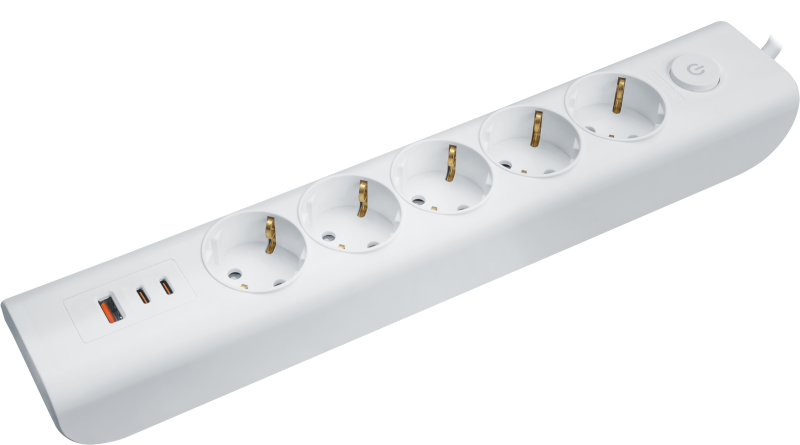 удлинитель 3х1.5м 2хusb-c + usb-a с заземл. с выкл. 95 690 npe-usb06-05-150-esc-3x1-pd20w бел. navigator 95690 от BTSprom.by