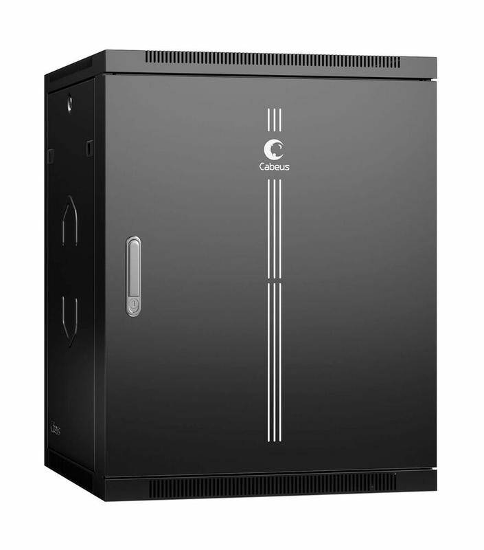 шкаф телекоммуникационный настенный sh-05f-15u60/45m-r-bk 19дюйм 15u 600х450х769мм разобран. дверь метал. ral 9004 черн. cabeus 10772c от BTSprom.by