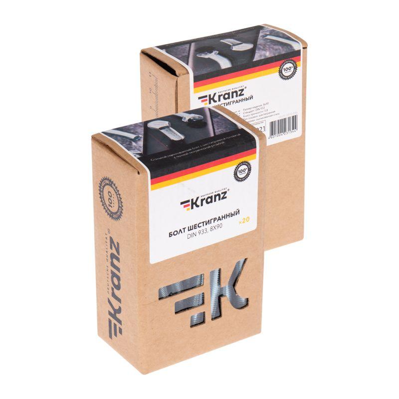  Болт с шестигранной головкой 8х90 DIN 933 (уп.20шт) Kranz KR-01-3512-036 фото в каталоге от BTSprom.by