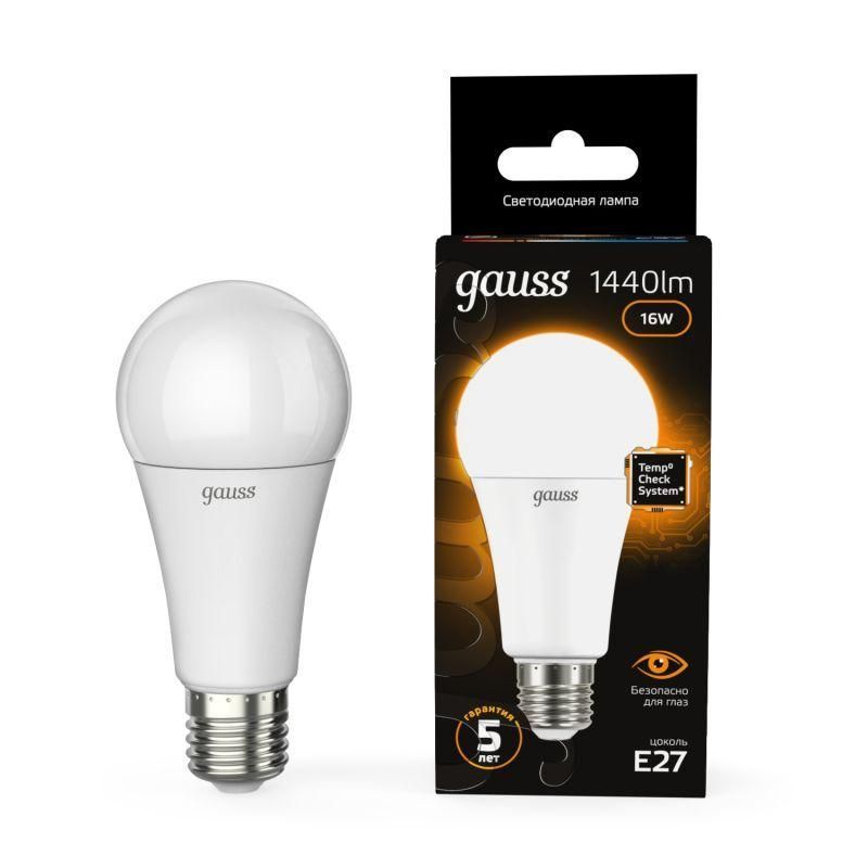 лампа светодиодная black 16вт a60 грушевидная 3000к тепл. бел. e27 1440лм gauss 102502116 от BTSprom.by