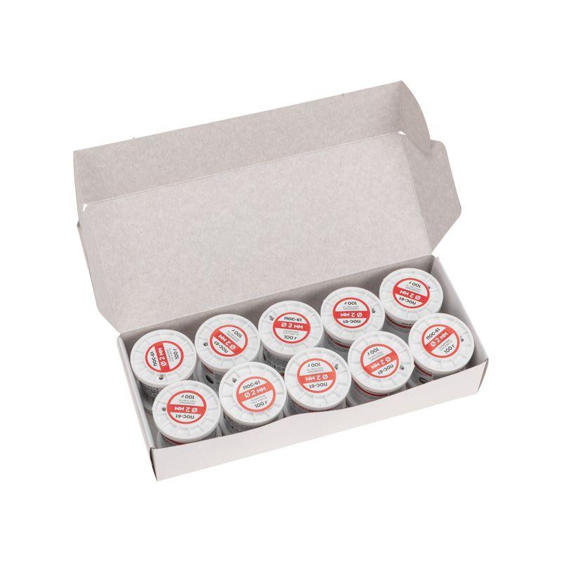  Припой с канифолью ПОС-61 100г d2мм (олово 61% свинец 39%) катушка Rexant 09-3173 фото в каталоге от BTSprom.by