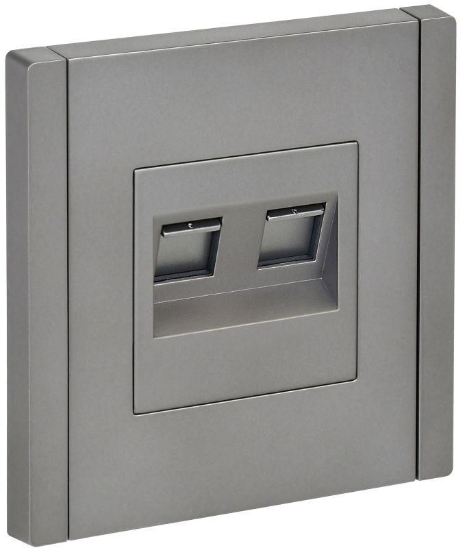 розетка 2-м rj11+rj45 кат.5e forte&piano fp535 сталь iek fp-kt20-o-1-k46 от BTSprom.by