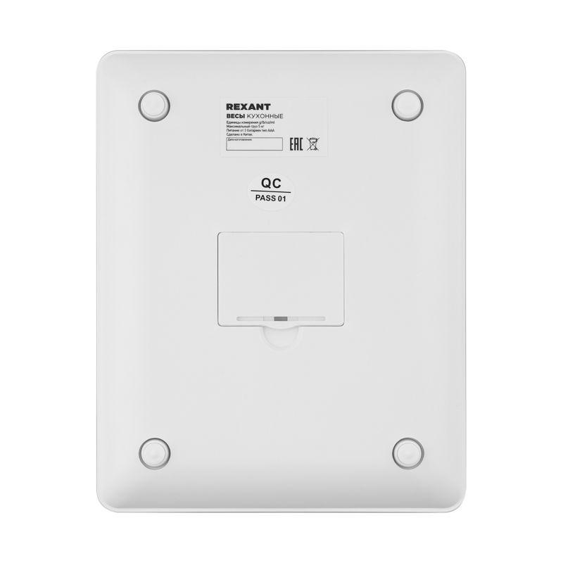  Весы кухонные электронные бел. прямоугольные cтекло до 5кг Rexant 72-1008 фото в каталоге от BTSprom.by