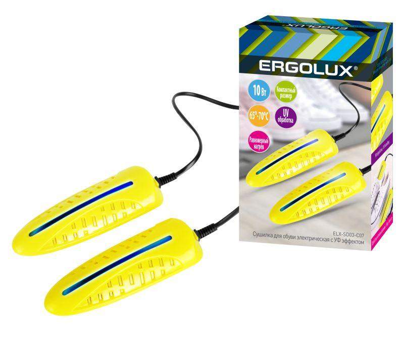 сушилка для обуви электрическая с уф эффектом elx-sd03-c07 10вт 220-240в желт. ergolux 14642 от BTSprom.by