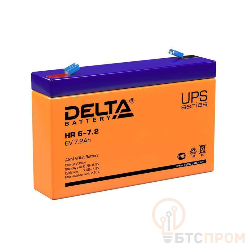  Аккумулятор UPS 6В 7.2А.ч Delta HR 6-7.2 фото в каталоге от BTSprom.by